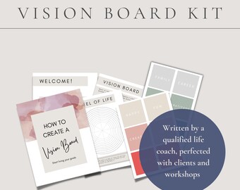 Create your own vision board course, includes: printable affirmation cards printable, vision board printables and vision board template,
