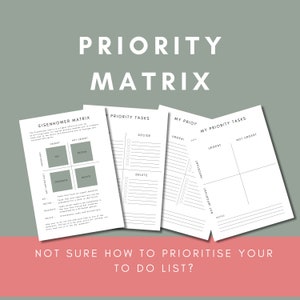 Maximise your productivity with this Eisenhower Matrix: Use the task matrix/Priority Matrix to prioritise your to do list and gain clarity.