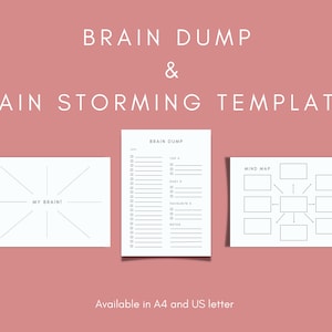 Brain Dump Printable, Mind Mapping und Brainstorm Template. Ein komplettes Gedanken-Organizer-Bundle, eine visuelle Mind Map und ein Mind Map Planner