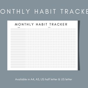 Monthly habit tracker printable: Make a change in a month, workout tracker|no spend tracker|wellness planner|goal tracker|hydration tracker