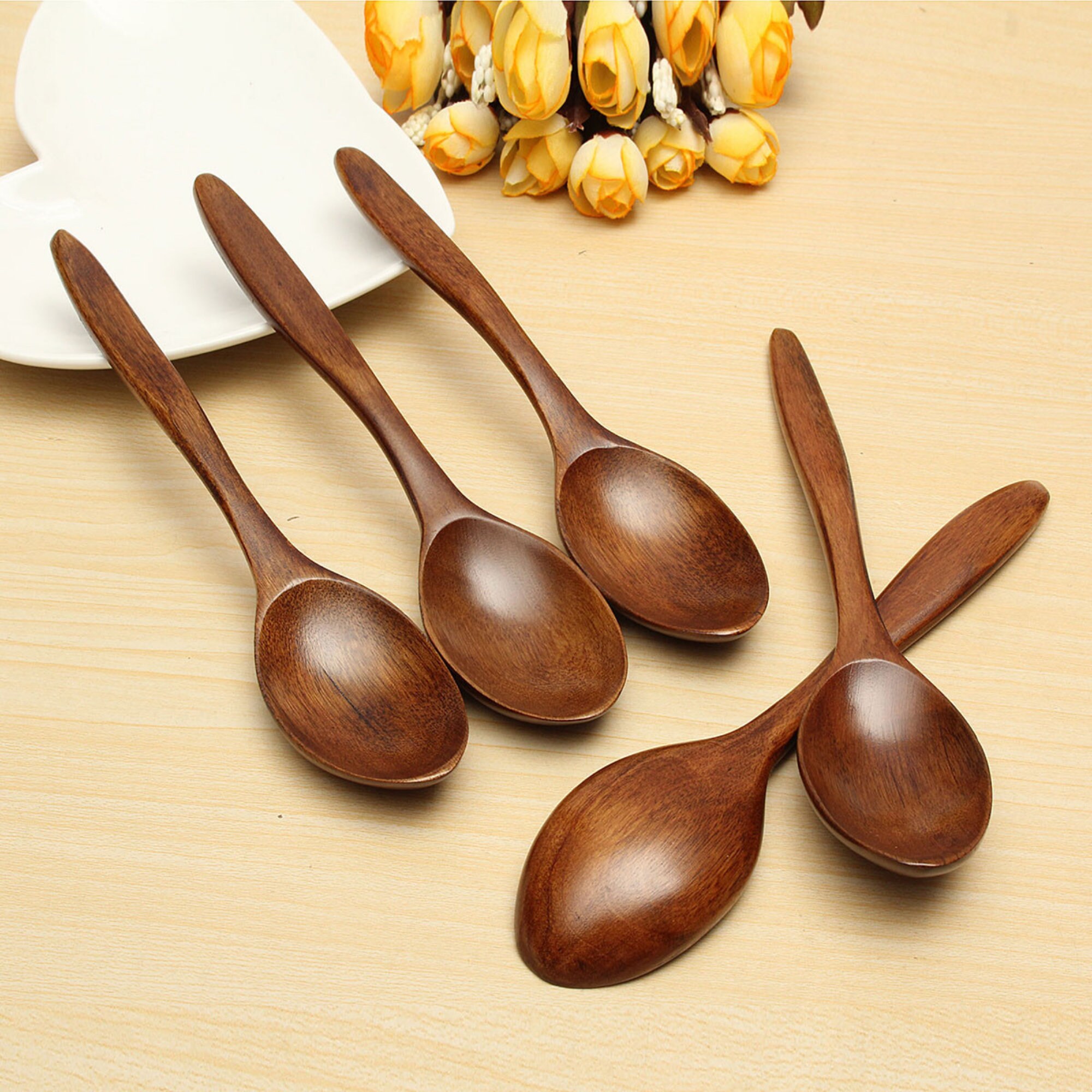 Set of 5 handmade wooden spoons table. tablespoon kitchen Etsy