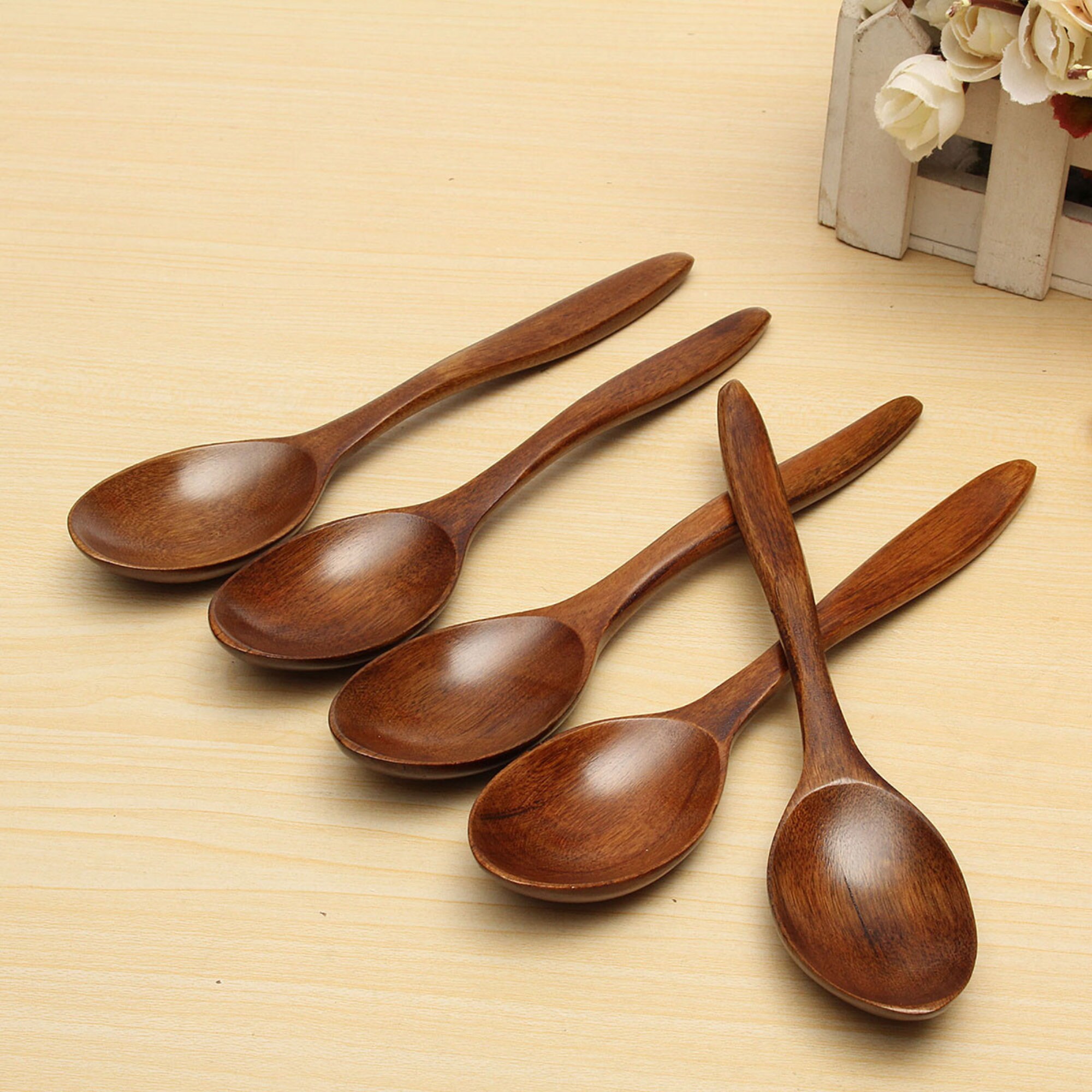 Set of 5 handmade wooden spoons table. tablespoon kitchen Etsy