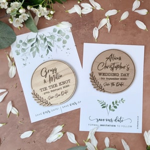 Circle Botanical Save the Date | Wooden Wedding Invitations | Rustic Classic Boho