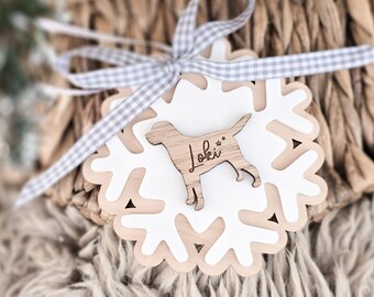 Personalised Dog Christmas Decoration - All Breeds - Puppy's First Christmas - Pet Loss Memorial Over the Rainbow Bridge