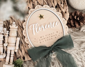 Personalised Oval First Christmas Plaque – My First Christmas Personalised Keepsake - Baby's First Christmas 2025
