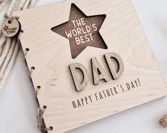 Personalised Wooden Card: World's Dad, Father's Day Gift for Daddy, Grandad