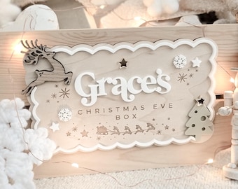 Personalised Christmas Crate or Plaque - Festive Advent, Christmas Eve, or December Basket Box