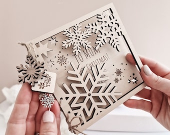 Personalised Christmas Card Wooden Luxury Gift