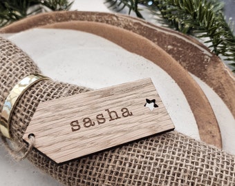 Personalised Christmas Place Name Gift Tag Wooden Christmas Decoration