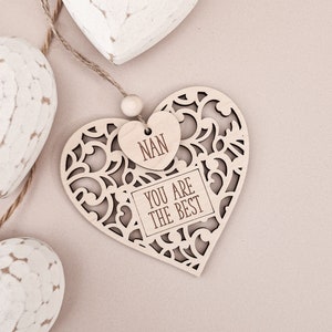 Heart Personalised Mother's Day Decoration | Hanging Ornament | Wooden Keepsake | Gift for her |