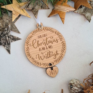 Personalised Newlywed Our First Christmas Decoration | married couple as Mr Mrs Dr Ms