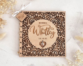 Personalised Wooden Wedding Card | Newlywed Keepsake | Wedding Gift | Engagement |