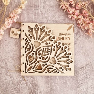 Carte de mariage en bois personnalisée cadeau de fiançailles souvenir pour jeunes mariés - MONDE