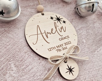 My First Christmas Decoration | Baby's Keepsake 1st Xmas | Date of Birth Stars | Baby Loss Memorial