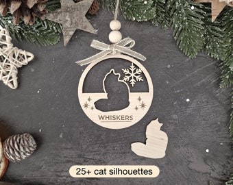 Personalised Cat Christmas Pet Decoration Gift and Magnet