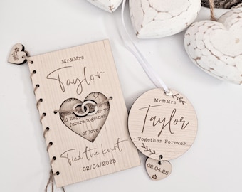 Personalised Wedding Card and Ornament Bundle - Present for the bride and groom - WORLDWIDE