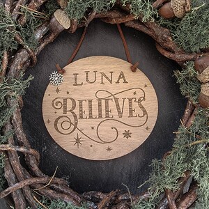 Believe in Santa Personalised Sign Christmas Decoration | Christmas Eve Tag | Father Christmas
