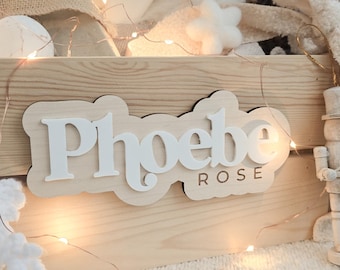 Personalised Modern Name Crate Plaque  3D White Acrylic Name Sign for Toy Boxes, Christmas Eve Boxes & Birthday Gifts