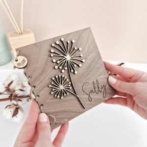 Carte d'anniversaire en bois personnalisée, cadeau de fête des mères, occasion de sympathie, motif floral du monde entier
