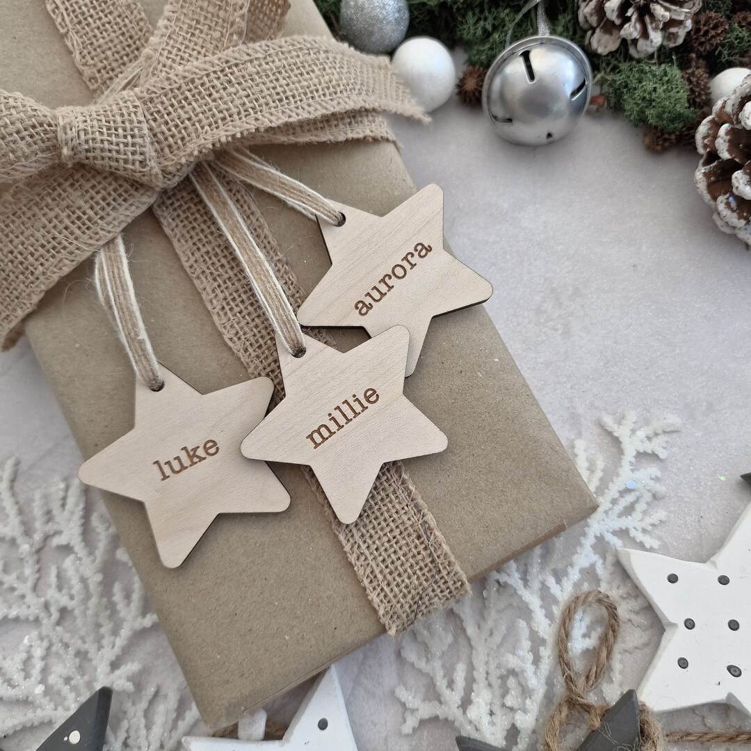 Personalised Christmas Star Gift Tags Place Names Decoration Bauble Etsy UK