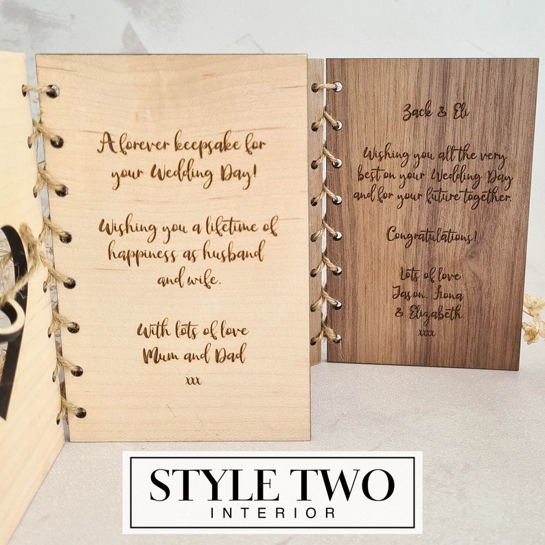 Personalised Wooden Wedding Card Newlywed Keepsake Couple Gift Handmade A6 size image 8