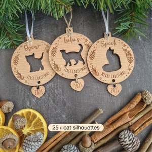 Personalised Cat Kitten First Merry Christmas Decoration Various Breeds