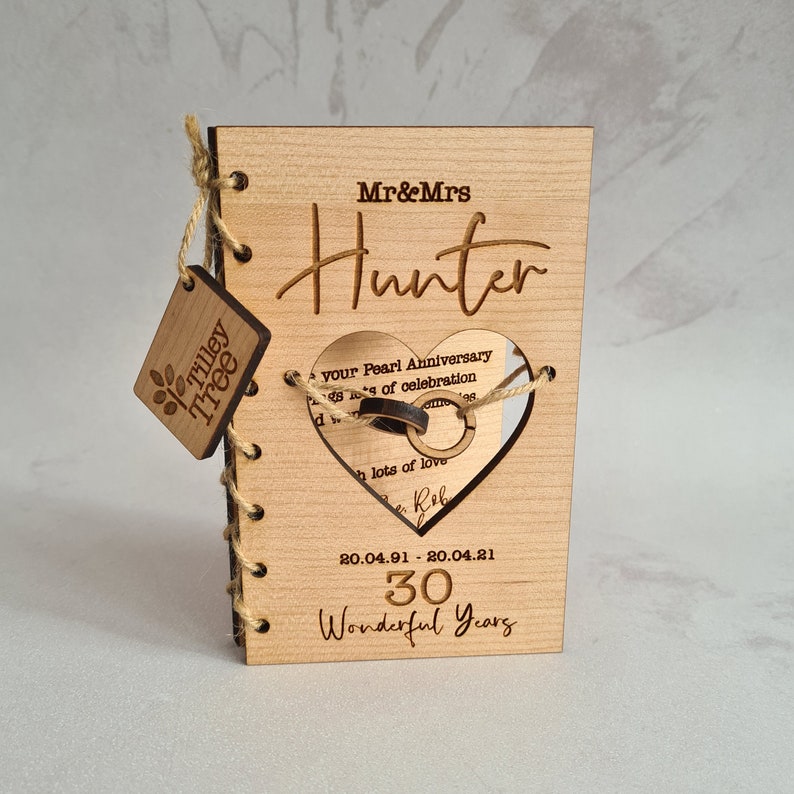 Personalised Wooden Wedding Anniversary Card Gift Wood | Present