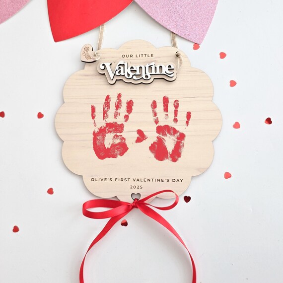 Personalised First Valentine's Day Handprint Keepsake Gift from kids