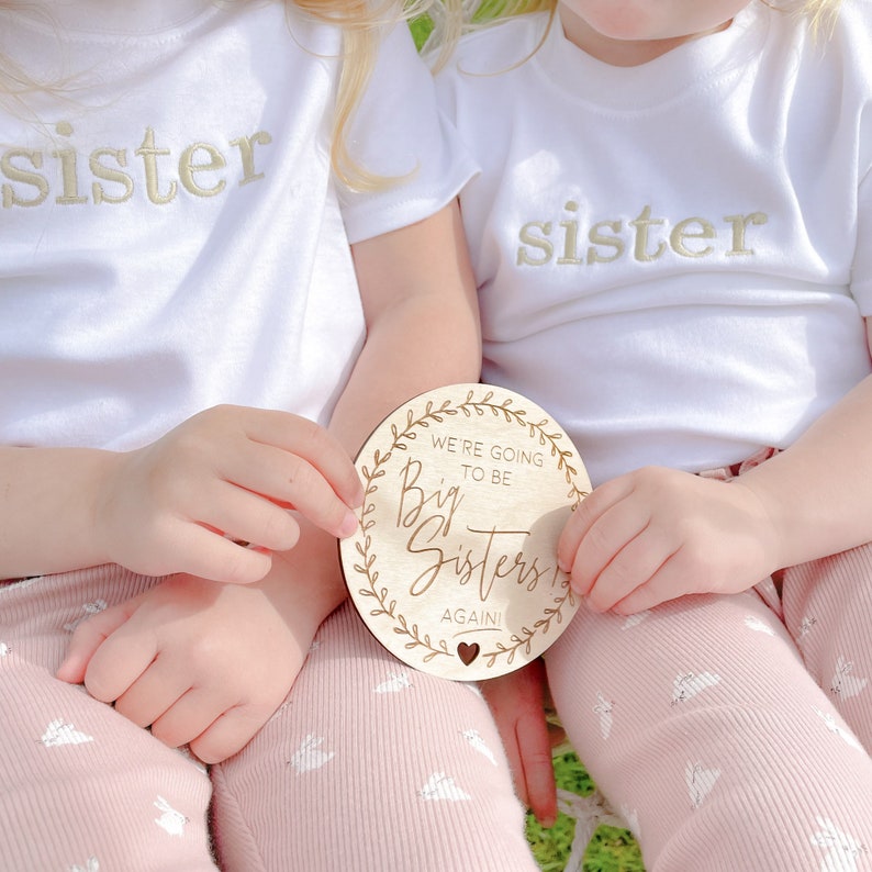 Big Sister Big Brother Promotion Disc Plaque Keepsake New Baby Sibling Announcement Sign image 3