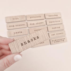 Personalised Wooden Storage Labels – Oak Rectangle Tags Custom Pantry Jar Tags, Storage Organisation Label, Rustic Home Label Organisation