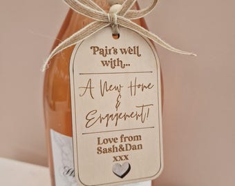 Pairs Well With Getting Engaged Married Bridesmaid New Home Retirement Wine Champagne Prosecco Tag Wedding Favour