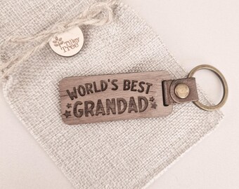 World's Best Grandad Daddy Pops Keyring Gift Idea for him Father's Day Keychain Personalised Daddy Bear Gift