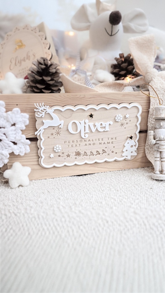 Luxury Christmas Eve Box Crate or Plaque Sign - Festive Advent, Christmas Eve, or December Basket Box