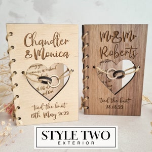 Personalised Wooden Wedding Card Newlywed Keepsake Couple Gift Handmade A6 size 2 - Thicker Text