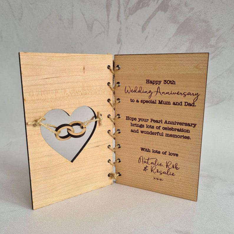Personalised Wooden Wedding Anniversary Card Gift Wood | Present