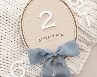 Wooden Baby Milestone Discs, Reusable Photo Prop Set