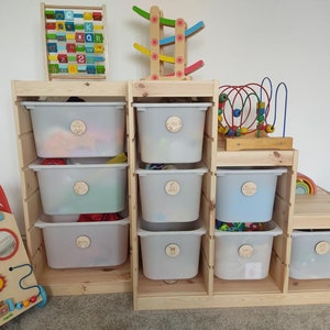 Wooden Personalised Storage Organisation Labels Nursery Décor Playroom Tags Ikea Kallax Trofast Boxes Aykasa Crate Discs image 10