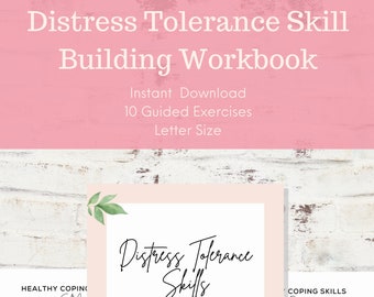 Cartella di lavoro stampabile per la costruzione di abilità di tolleranza al disagio - Lezioni ed esercizi DBT - Download istantaneo - Formato lettera - Auto-miglioramento