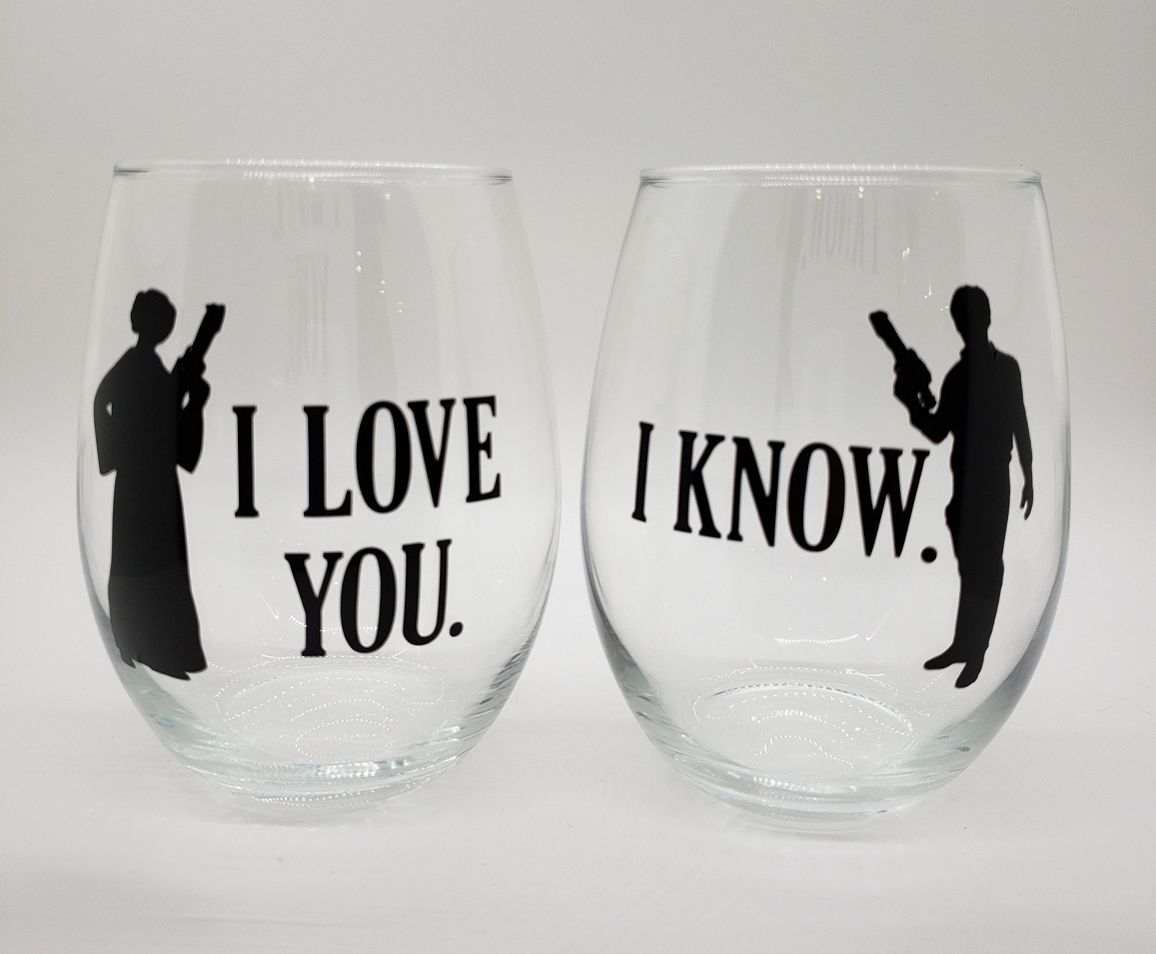 Star Wars Collectible Wine Glass Set (I Love You, I Know), 16 ounces