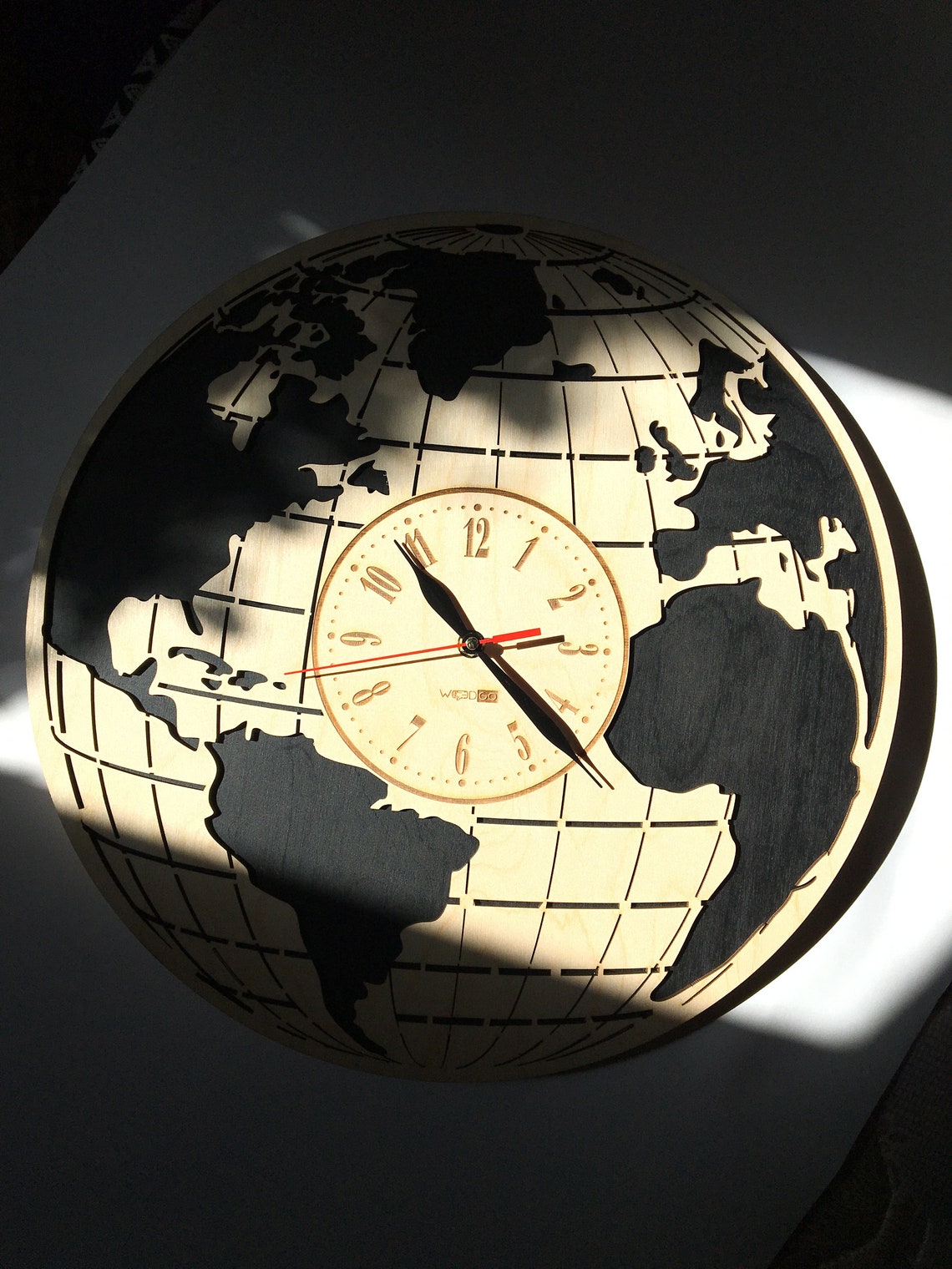World Map Wall Clock Decor Interior Design Anniversary - Etsy UK