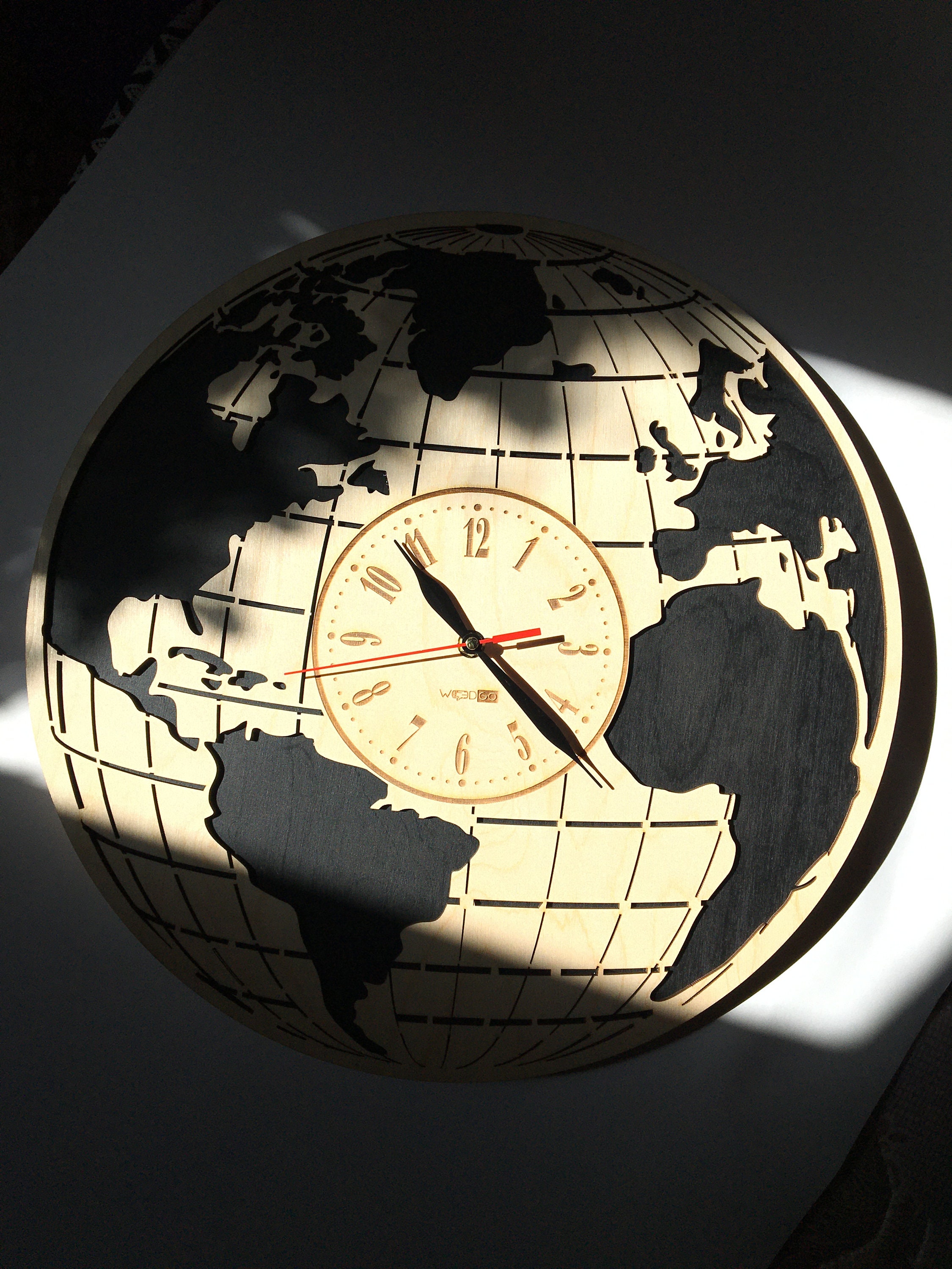 World Map Wall Clock Decor Interior Design Anniversary Etsy UK