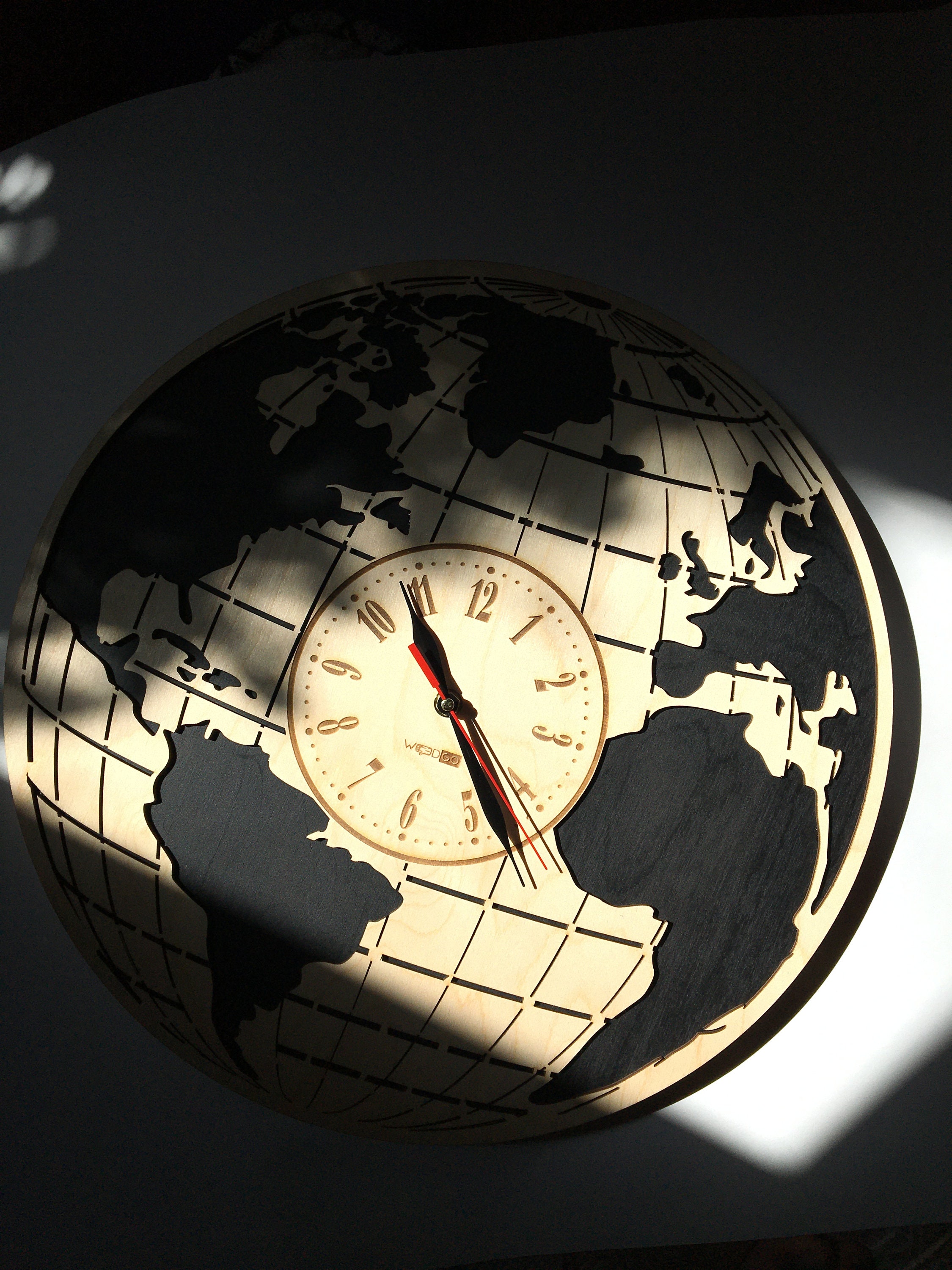 World Map Wall Clock Decor Interior Design Anniversary - Etsy UK