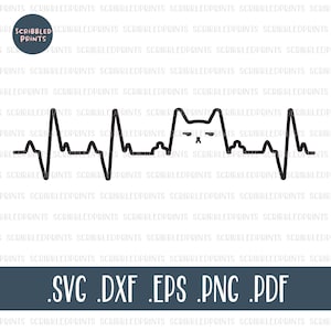Cat Heartbeat SVG, Cat Flipping Off SVG, Cat Middle Finger SVG, Funny Cat Svg, Cat Mom, Fur Mama, Crazy Cat Lady, Cricut Silhouette Cut fichier