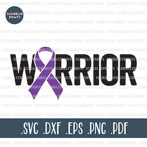 Warrior SVG, pancreaskanker bewustzijn SVG, paars lint SVG, Alzheimer bewustzijn lint Svg, gesneden bestand voor Cricut silhouet