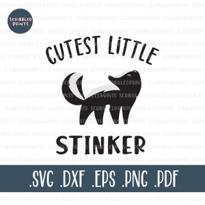 Cutest Little Stinker SVG, Baby Onesie Svg, Skunk Svg, Baby SVG, Tee Shirt Svg, Funny Baby SVG Cut bestanden voor Cricut Silhouette