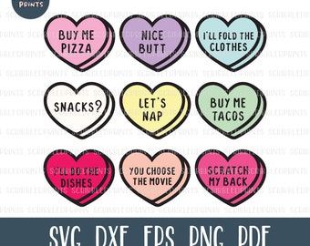 Blank Candy Hearts SVG, Conversation Hearts SVG, Valentine's Day SVG ...