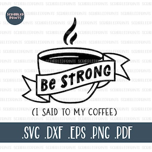 Be Strong I Said To My Coffee SVG, Funny Coffee SVG, Coffee Addict SVG, Coffee Lover Svg, Sarcastic Svg, Cut file for Cricut Silhouette