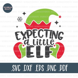 Esperando um pequeno elfo, SVG de Natal, anúncio de gravidez, mamãe para ser svg, maternidade svg, elfo svg, Natal 2020, arquivo Cricut Cut