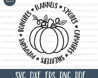 Bonfires Flannels S'mores Sweaters Campfires Pumpkins SVG, Autumn SVG, Fall SVG, Halloween, Thanksgiving, Cut file for Cricut Silhouette