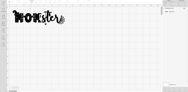 K&ouml;nnte beinhalten: Schwarzwei&szlig;es Design f&uuml;r ein Halloween-Bastelprojekt. Das Design sagt "Momster" mit einem Spinnennetz.